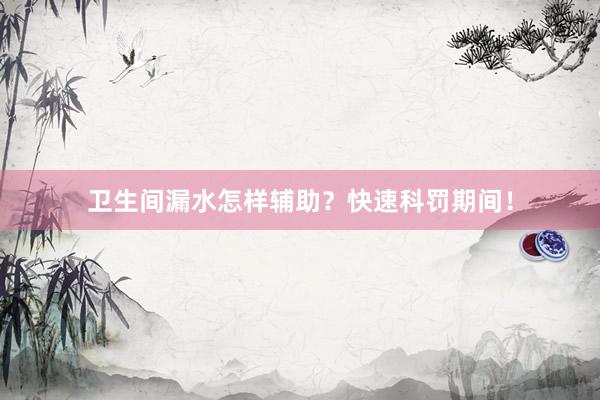 卫生间漏水怎样辅助？快速科罚期间！